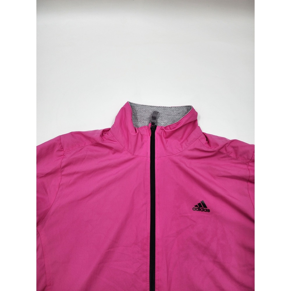 Adidas Womens Pink Full Zip Windbreaker Jacket Mesh Lined Lightweight Large - Picture 4 of 13